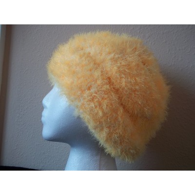 Hand knitted bulky & warm beanie/hat  fuzzy yellow  eb-39158766